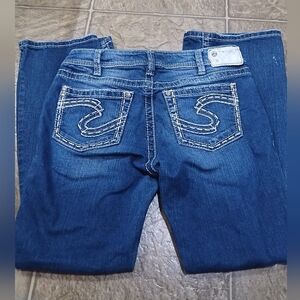 Silver Jeans Suki Bootcut Statement Stitching Sz 30x30 Western Y2K Med Wash Blue